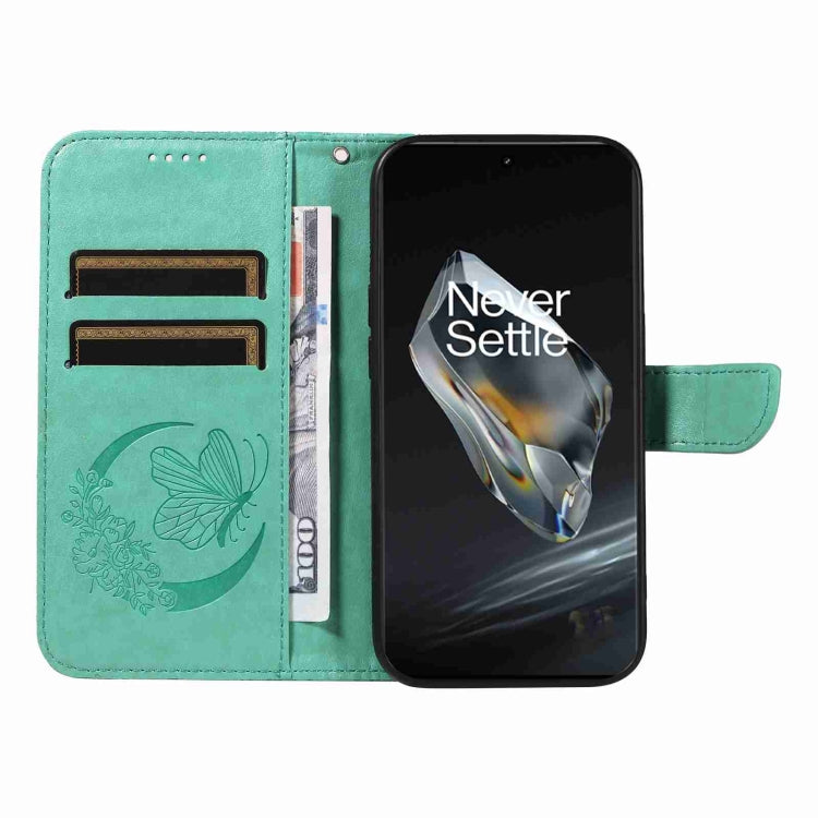 For OnePlus 12 Swallowtail Butterfly Embossed Leather Phone Case(Green) - OnePlus Cases by buy2fix | Online Shopping UK | buy2fix