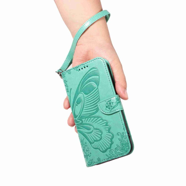 For OnePlus 12 Swallowtail Butterfly Embossed Leather Phone Case(Green) - OnePlus Cases by buy2fix | Online Shopping UK | buy2fix