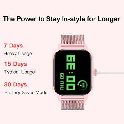 LEMFO LT10 2.01 inch TFT Screen Smart Watch Supports Bluetooth Call / Health Monitoring, Steel Strap(Pink) - Smart Watches by LEMFO | Online Shopping UK | buy2fix