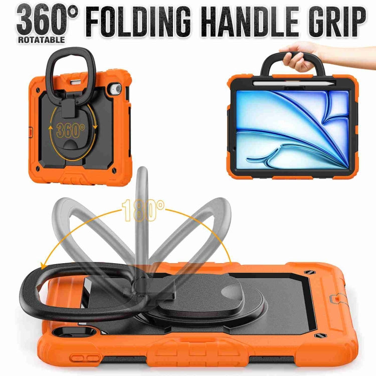 For iPad Air 11 2024 Handle Silicone Hydric PC Tablet Case with Shoulder Strap(Orange) - iPad Air 11 2024 Cases by buy2fix | Online Shopping UK | buy2fix