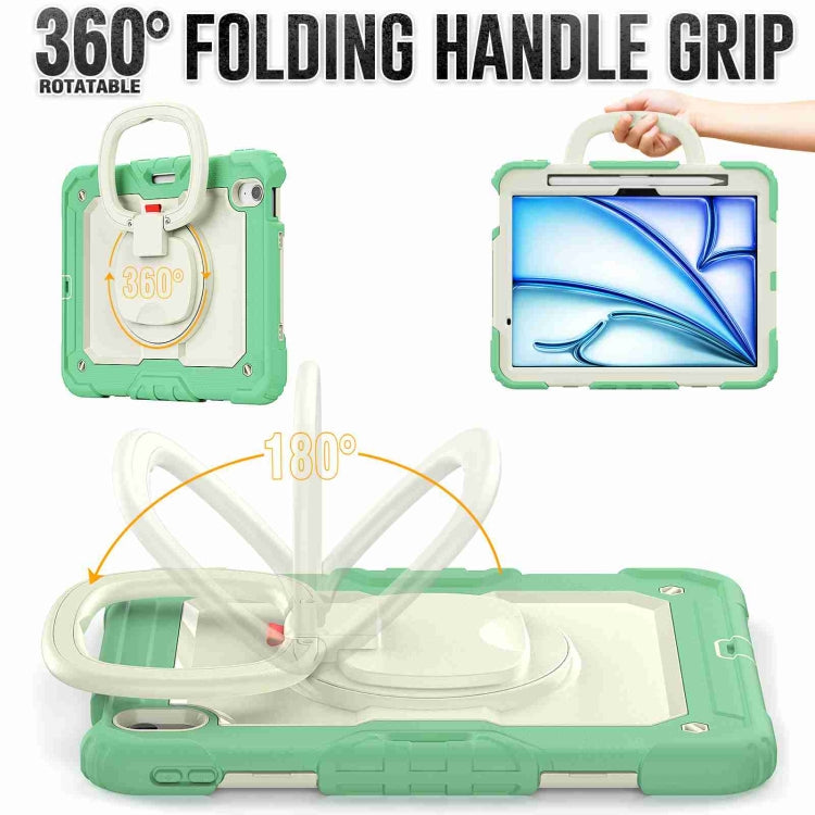 For iPad Air 11 2024 Handle Silicone Hydric PC Tablet Case with Shoulder Strap(Light Green) - iPad Air 11 2024 Cases by buy2fix | Online Shopping UK | buy2fix