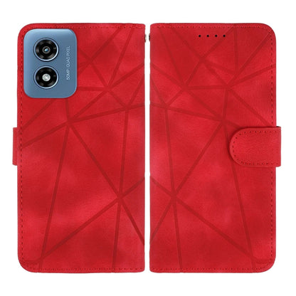 For Motorola Moto G Play 4G 2024 Skin Feel Geometric Lines Leather Phone Case(Red) - Motorola Cases by buy2fix | Online Shopping UK | buy2fix