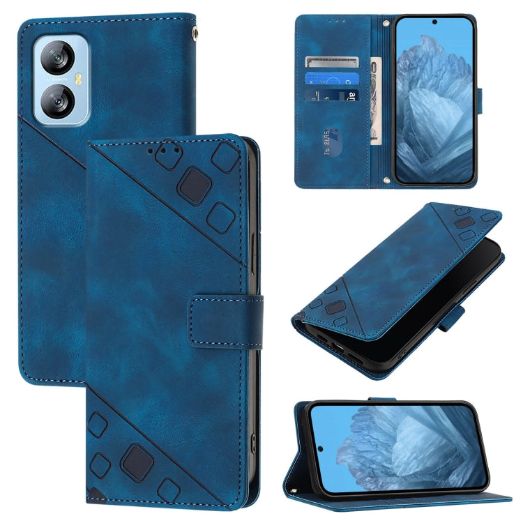 For Blackview A52 Skin Feel Embossed Leather Phone Case(Blue) - More Brand by buy2fix | Online Shopping UK | buy2fix