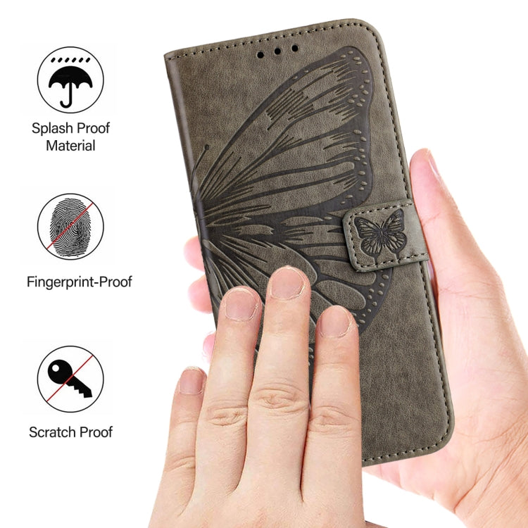 For Ulefone Note 14 Embossed Butterfly Leather Phone Case(Grey) - Ulefone Cases by buy2fix | Online Shopping UK | buy2fix