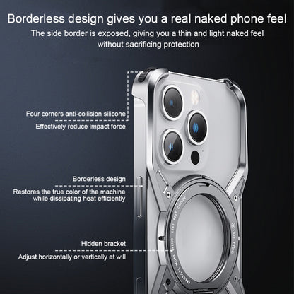 For iPhone 13 / 14 / 15 Aluminum Alloy Frameless 360-Degree Rotating Phone Case(Silver) - iPhone 14 Cases by buy2fix | Online Shopping UK | buy2fix