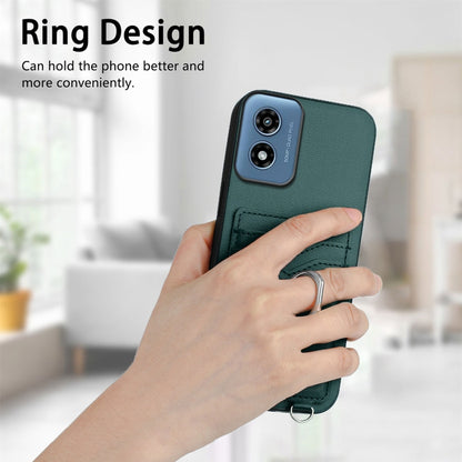 For Motorola Moto G Play 2024 4G R20 Ring Card Holder Phone Case(Green) - Motorola Cases by buy2fix | Online Shopping UK | buy2fix