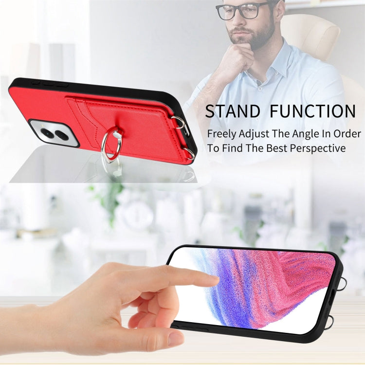 For Motorola Moto G Power 5G 2024 R20 Ring Card Holder Phone Case(Red) - Motorola Cases by buy2fix | Online Shopping UK | buy2fix