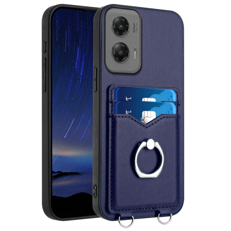 For Motorola Moto G Stylus 5G 2024 R20 Ring Card Holder Phone Case(Blue) - Motorola Cases by buy2fix | Online Shopping UK | buy2fix