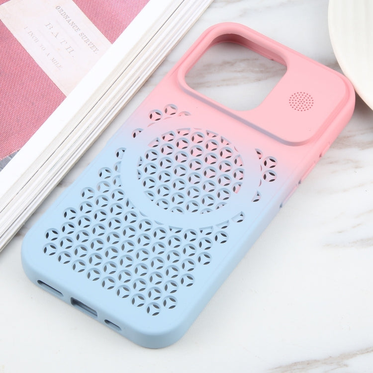 For iPhone 16 Pro Gradient Color Honeycomb Aromatherapy MagSafe Phone Case(Pink Blue) - iPhone 16 Pro Cases by buy2fix | Online Shopping UK | buy2fix