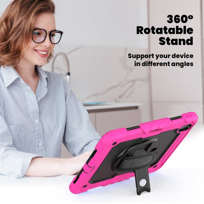 For iPad Air 11 2024 Silicone Hybrid PC Tablet Case with Shoulder Strap(Black + Rose Red) - iPad Air 11 2024 Cases by buy2fix | Online Shopping UK | buy2fix