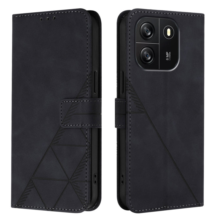 For Blackview Wave 6C Crossbody 3D Embossed Flip Leather Phone Case(Black) - More Brand by buy2fix | Online Shopping UK | buy2fix