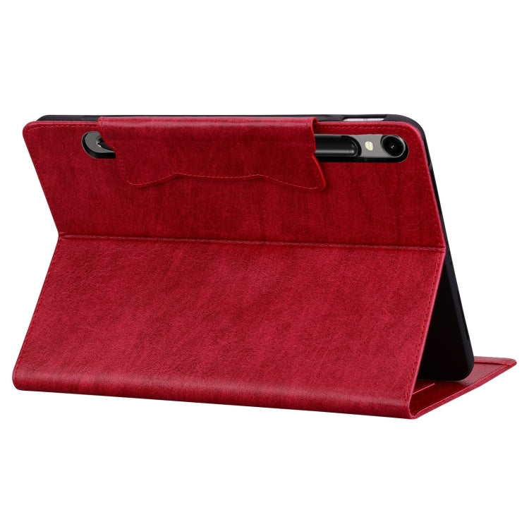 For Samsung Galaxy Tab S9+ / S8+ / S7+ Cat Buckle Leather Smart Tablet Case(Red) - Galaxy Tab S9+ Cases by buy2fix | Online Shopping UK | buy2fix