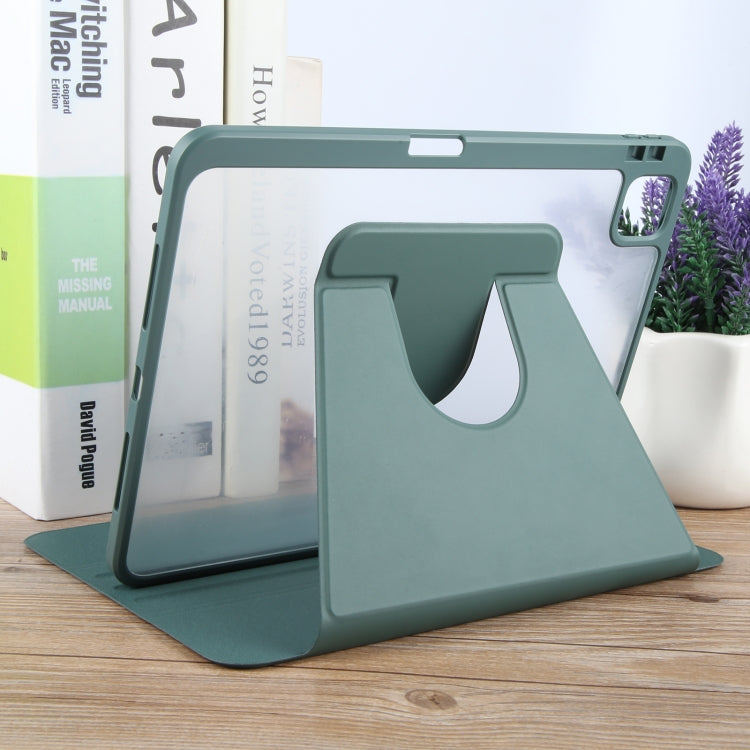 For iPad Air 11 2025 / 2024 / Air 5 GEBEI Acrylic TPU 3-folding Rotating Smart Tablet Leather Case withh Pen Slot(Dark Green) - iPad Air 11 2025 / 2024 Cases by GEBEI | Online Shopping UK | buy2fix