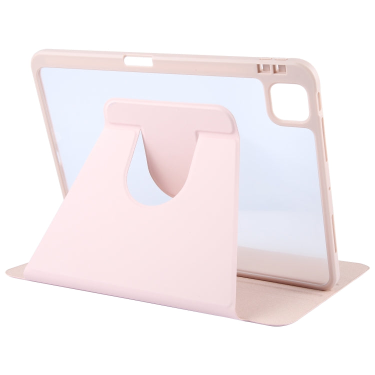 For iPad Air 11 2024 / Air 5 / Air 4 GEBEI Acrylic TPU 3-folding Rotating Smart Tablet Leather Case withh Pen Slot(Pink) - iPad Air 11 2024 Cases by GEBEI | Online Shopping UK | buy2fix