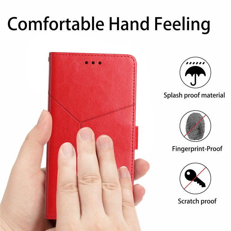 For Samsung Galaxy S25+ 5G Y-shaped Pattern Flip Leather Phone Case(Red) - Galaxy S25+ 5G Cases by buy2fix | Online Shopping UK | buy2fix