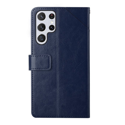 For Samsung Galaxy S25 Ultra 5G Y-shaped Pattern Flip Leather Phone Case(Blue) - Galaxy S25 Ultra 5G Cases by buy2fix | Online Shopping UK | buy2fix