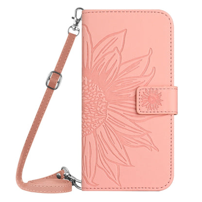 For Samsung Galaxy S25 5G Skin Feel Sun Flower Embossed Flip Leather Phone Case with Lanyard(Pink) - Galaxy S25 5G Cases by buy2fix | Online Shopping UK | buy2fix