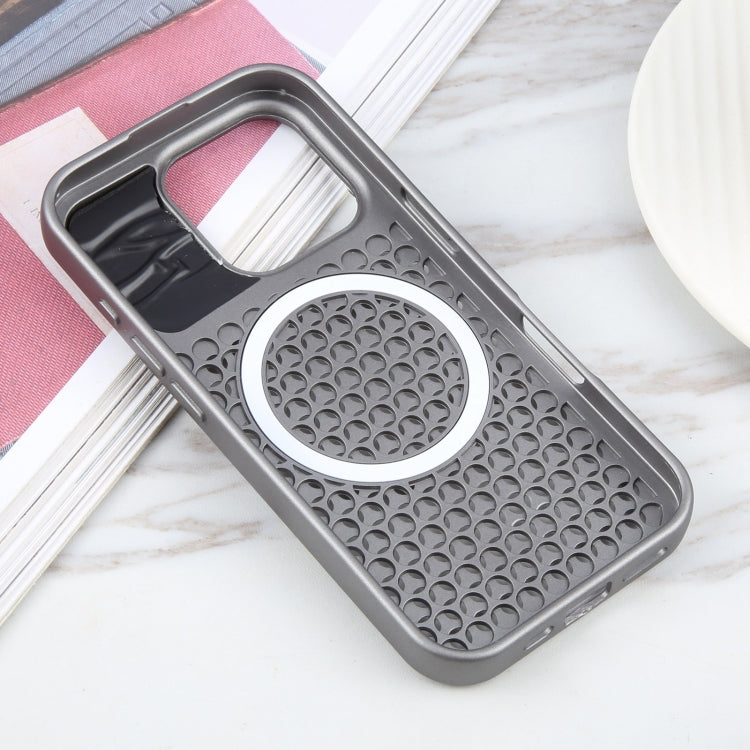 For iPhone 16 Pro Pure Color Honeycomb Aromatherapy MagSafe Phone Case(Grey) - iPhone 16 Pro Cases by buy2fix | Online Shopping UK | buy2fix