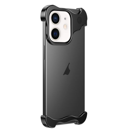 For iPhone 12 Aromatherapy Alloy Frameless Phone Case(Black) - iPhone 12 / 12 Pro Cases by buy2fix | Online Shopping UK | buy2fix