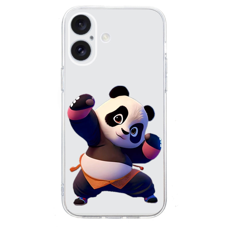 For iPhone 16 Colored Drawing Pattern Transparent TPU Phone Case(Panda) - iPhone 16 Cases by buy2fix | Online Shopping UK | buy2fix