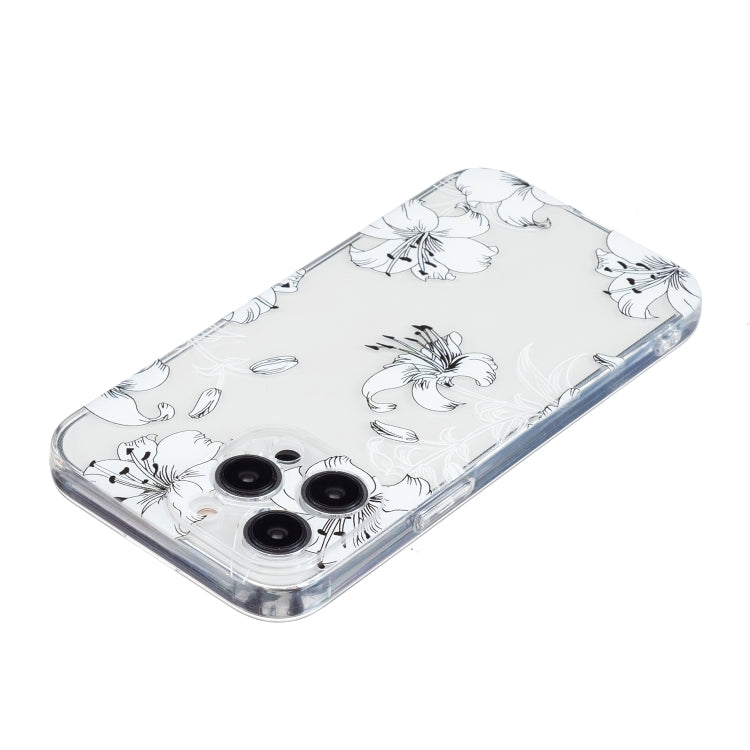 For iPhone 16 Pro Max Colored Drawing Pattern Transparent TPU Phone Case(White Flower) - iPhone 16 Pro Max Cases by buy2fix | Online Shopping UK | buy2fix