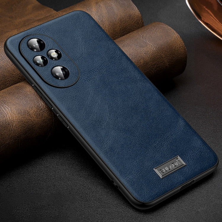 For Honor 200 SULADA Shockproof TPU + Handmade Leather Phone Case(Blue) - Honor Cases by SULADA | Online Shopping UK | buy2fix