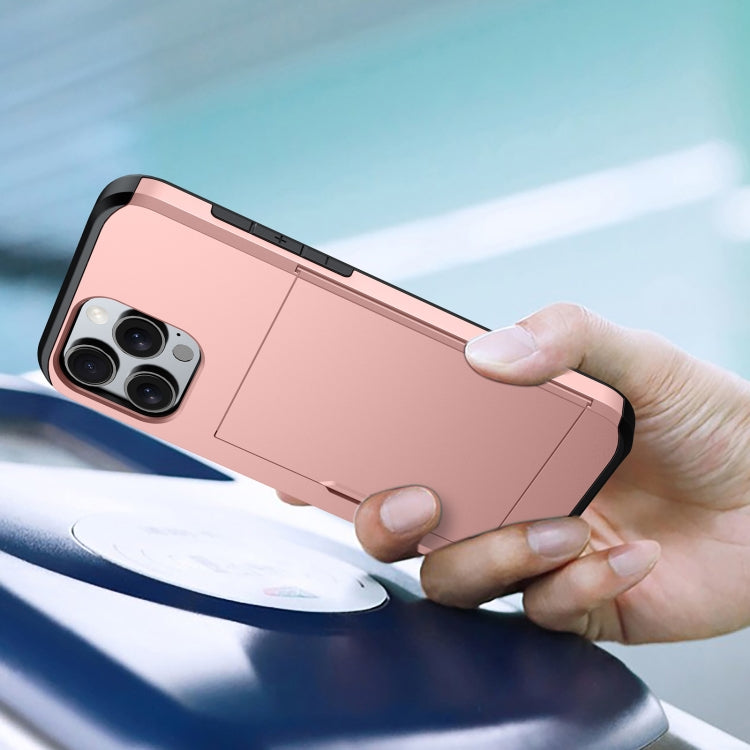 For iPhone 16 Shockproof Armor Phone Case with Card Slot(Rose Gold) - iPhone 16 Cases by buy2fix | Online Shopping UK | buy2fix