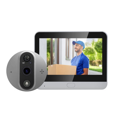 ESCAM C89 1080P 4.3 inch Smart Digital Door Viewer, Support Wide Angle PIR & Night Vision Photo(Silver) - Video DoorBell by ESCAM | Online Shopping UK | buy2fix