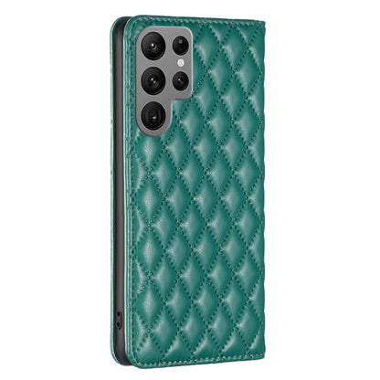 For Samsung Galaxy S25 Ultra 5G Diamond Lattice Magnetic Leather Flip Phone Case(Green) - Galaxy S25 Ultra 5G Cases by buy2fix | Online Shopping UK | buy2fix