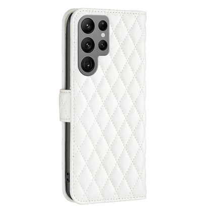 For Samsung Galaxy S25 Ultra 5G Diamond Lattice Wallet Flip Leather Phone Case(White) - Galaxy S25 Ultra 5G Cases by buy2fix | Online Shopping UK | buy2fix