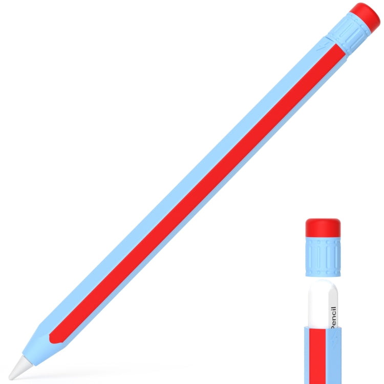 For Apple Pencil 2 / Pencil Pro Colorful Pencil Style Stylus Silicone Protective Case(Blue Red) - Pencil Accessories by buy2fix | Online Shopping UK | buy2fix