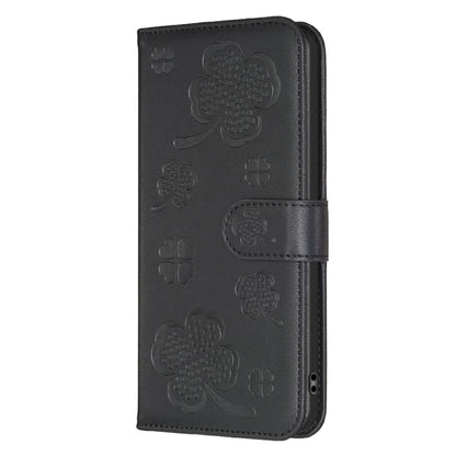 For Samsung Galaxy S25 Ultra 5G Four-leaf Embossed Leather Phone Case(Black) - Galaxy S25 Ultra 5G Cases by buy2fix | Online Shopping UK | buy2fix