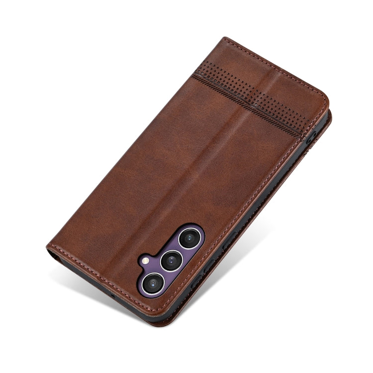 For Samsung Galaxy S24 FE 5G AZNS Magnetic Calf Texture Flip Leather Phone Case(Dark Brown) - Galaxy S24 FE 5G Cases by AZNS | Online Shopping UK | buy2fix