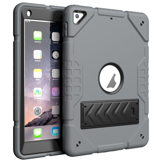 For iPad 9.7 2018 / Air / Air 2 Armor Holder Silicone Hybrid PC Tablet Case(Grey Black) - iPad 9.7 (2018) & (2017) Cases by buy2fix | Online Shopping UK | buy2fix