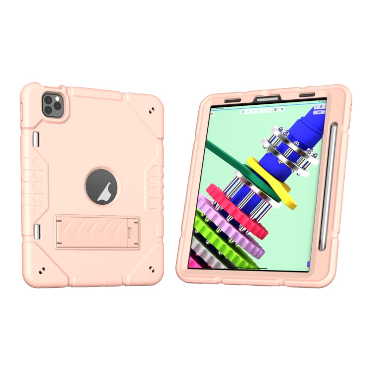 For iPad Pro 11 2022 / 2021 / 2020 Armor Holder Silicone Hybrid PC Tablet Case(Rose Gold) - iPad Pro 11 (2022/2021) Cases by buy2fix | Online Shopping UK | buy2fix