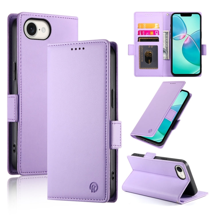 For iPhone SE 2024 Side Buckle Magnetic Frosted Leather Phone Case(Purple) - More iPhone Cases by buy2fix | Online Shopping UK | buy2fix