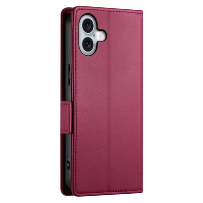 For iPhone 16 Plus Side Buckle Magnetic Frosted Leather Phone Case(Wine Red) - iPhone 16 Plus Cases by buy2fix | Online Shopping UK | buy2fix