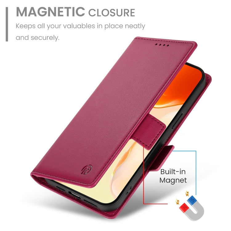 For iPhone 16 Plus Side Buckle Magnetic Frosted Leather Phone Case(Wine Red) - iPhone 16 Plus Cases by buy2fix | Online Shopping UK | buy2fix