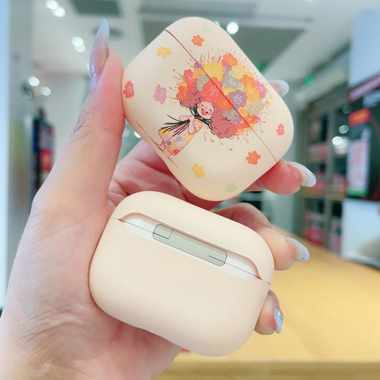 For AirPods Pro 2 Girl Pattern Earbuds Box Frosted TPU Case(Flower) - For AirPods Pro 2 by buy2fix | Online Shopping UK | buy2fix