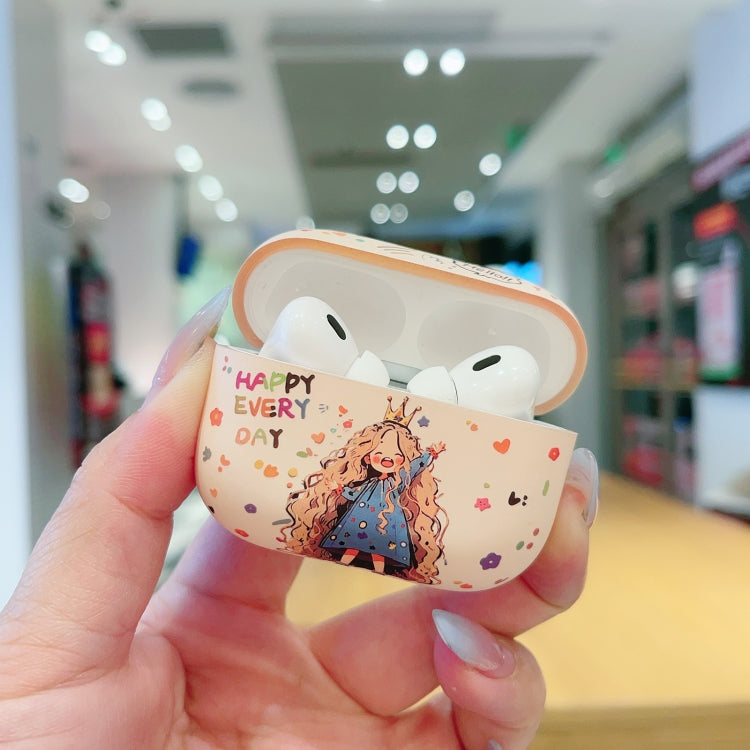 For AirPods Pro 2 Girl Pattern Earbuds Box Frosted TPU Case(Flower) - For AirPods Pro 2 by buy2fix | Online Shopping UK | buy2fix