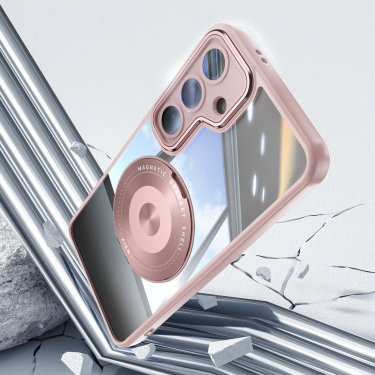 For Samsung Galaxy S25+ 5G 360 Holder MagSafe Acrylic Hybrid TPU Phone Case(Pink) - Galaxy S25+ 5G Cases by buy2fix | Online Shopping UK | buy2fix