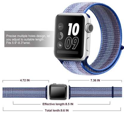 For Apple Watch Ultra 49mm / Series 8&7 45mm / SE 2&6&SE&5&4 44mm / 3&2&1 42mm Nylon Loop Watch Band(Striped Blue) - Watch Bands by buy2fix | Online Shopping UK | buy2fix