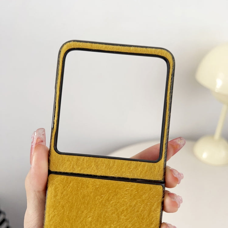 For Motorola Razr 50 Mink Plush PC Phone Case(Yellow) - Motorola Cases by buy2fix | Online Shopping UK | buy2fix