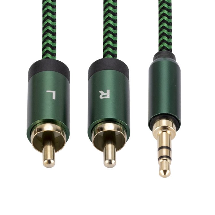 3.5mm Male to 2 RCA Male Audio Cable Amplifier Connector, Length:1m(Green) - RCA Cable by buy2fix | Online Shopping UK | buy2fix