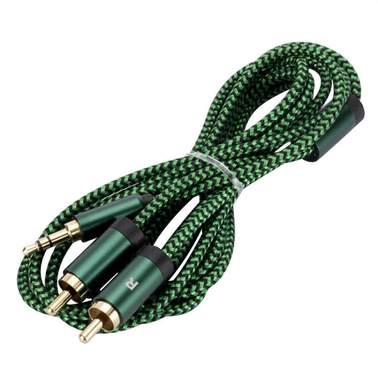 3.5mm Male to 2 RCA Male Audio Cable Amplifier Connector, Length:2m(Green) - RCA Cable by buy2fix | Online Shopping UK | buy2fix