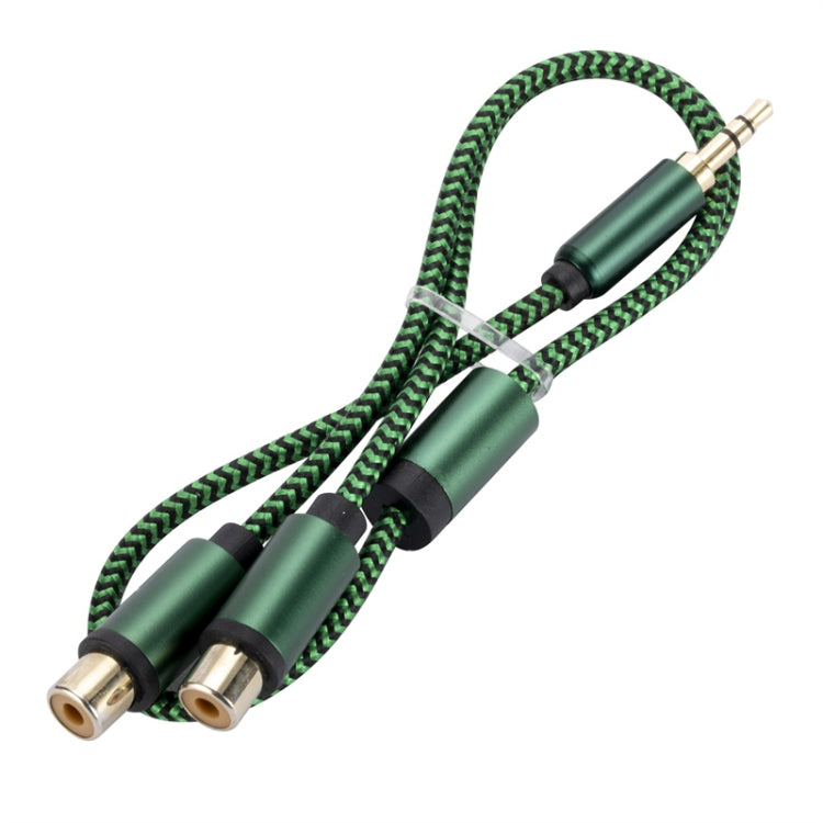 3.5mm Male to 2 RCA Female Audio Cable Amplifier Connector, Length:1m(Green) - RCA Cable by buy2fix | Online Shopping UK | buy2fix