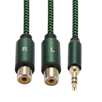 3.5mm Male to 2 RCA Female Audio Cable Amplifier Connector, Length:3m(Green) - RCA Cable by buy2fix | Online Shopping UK | buy2fix