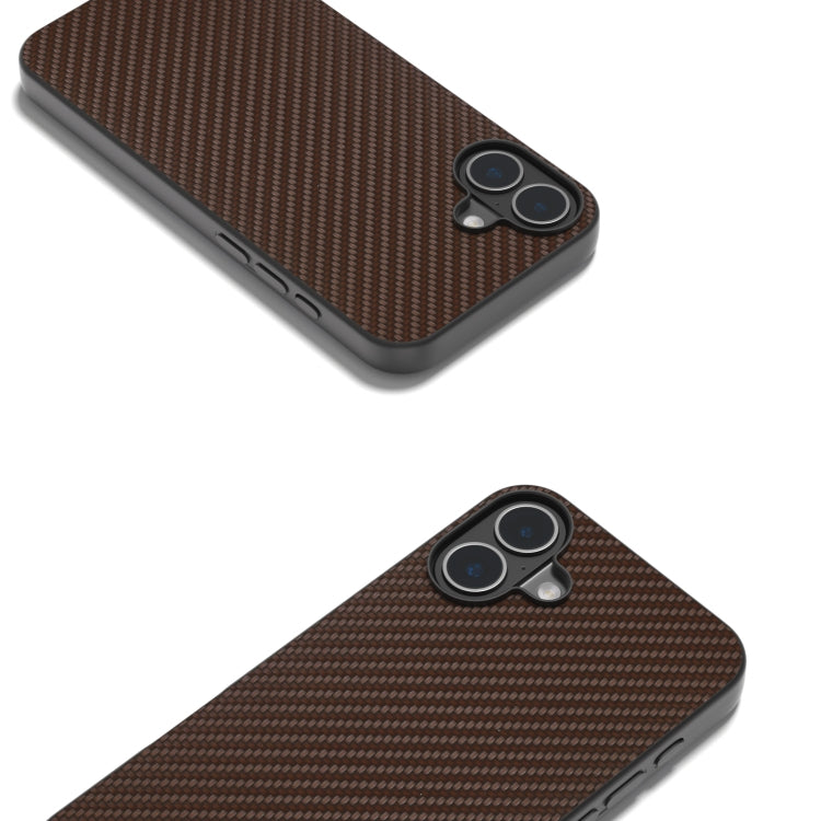 For iPhone 16 Plus Carbon Fiber Texture Protective Phone Case(Dark Brown) - iPhone 16 Plus Cases by buy2fix | Online Shopping UK | buy2fix