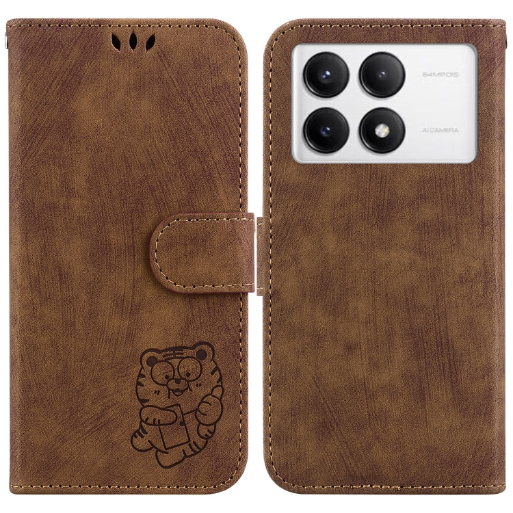 For Redmi K70 / K70 Pro Little Tiger Embossed Leather Phone Case(Brown) - K70 Cases by buy2fix | Online Shopping UK | buy2fix