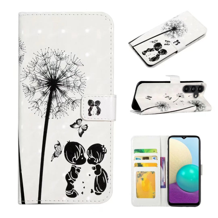 For Samsung Galaxy S25 5G Oil Embossed 3D Drawing Leather Phone Case(Couple Dandelion) - Galaxy S25 5G Cases by buy2fix | Online Shopping UK | buy2fix